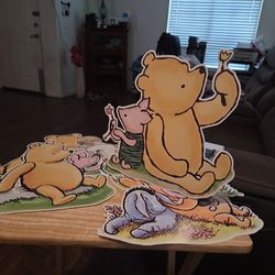 Winnie Pooh Party Baby Shower Birthday Center Pieces Cups Napkins Plates Blue Forks And Knifes 