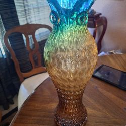 Vintage 1970s Murano Style Cristalleria D' Art Hand Blown Owl
