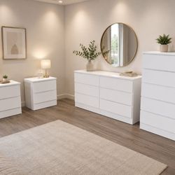 DRESSER, CHEST AND TWO NIGHTSTANDS