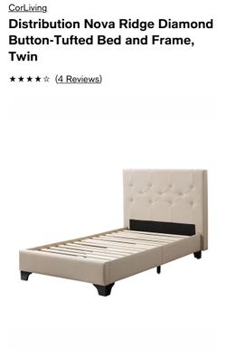 Twin Bed: Diamond Button-Tufted Bed and Frame