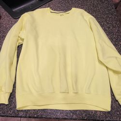 Men Lg Fruit of the Loom bright yellow crew neck sweatshirt Lot 62