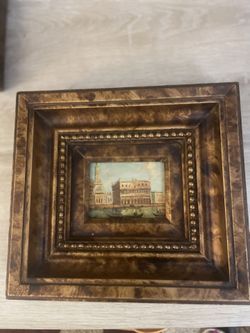 Oil Painted Venice Scene in a Three Dimensional Gilded Frame