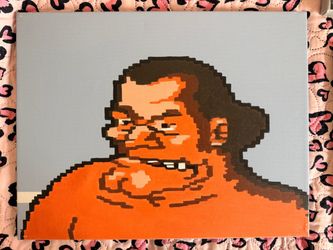 Original Hand-Painted 8-Bit Pixel Art Canvas — 14x18in