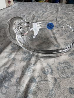 Steuben Glass "Snail-Scroll" olive dish, designed by John Dreves in 1939