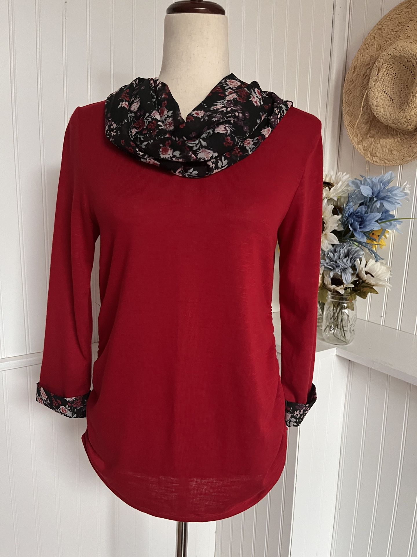 Red Ruched Blouse 