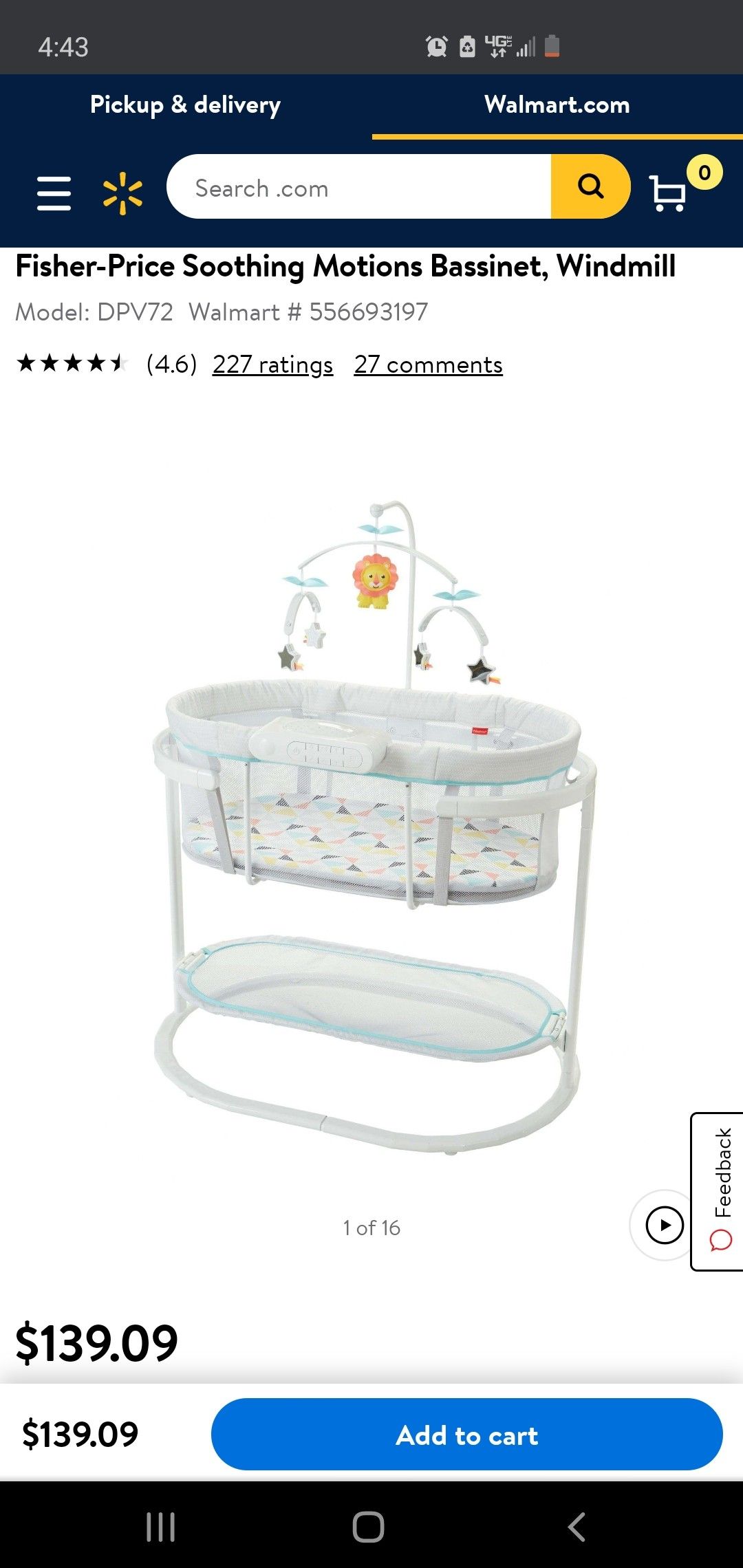 NEW IN BOX* Fisher Price Soothing Motions Bassinet, Windmill