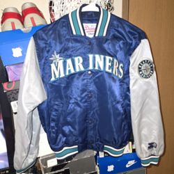 Vintage Seattle mariner starter, diamond collection, satin jacket size medium kids.