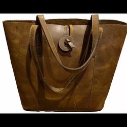 Leather Rustic  Brown Distressed Bag Tote
