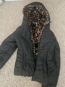 winter puffy cheetah print jacket