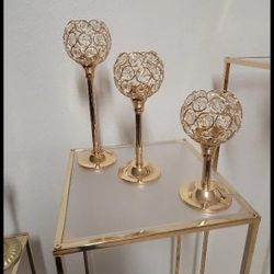3 Gorgeous crystal Candle Holder Centerpiece