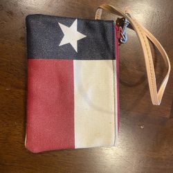 Hand painted Texas Flag Coin Purse Wristlet 