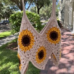 Sunflower Crocheted Crop Top
