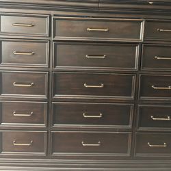 Solid Wood 15 Drawer Dresser - Dark Espresso Finish
