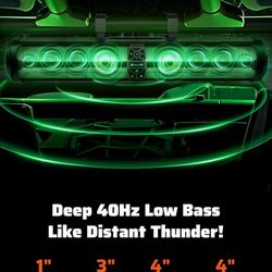 Ehaho Rumble-X Series UTV Sound Bar, 12-Speaker Metal ATV Soundbar BT w/Broadcast Party Mode & Music Sync Multicolor, 36" Golf Cart Sound Bar Compatib