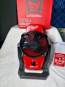 Brand new Milwaukee M12 12V Cordless Mounting Fan, Model 0820-20.
