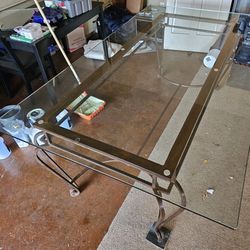 7 Ft X 4 Ft Glass Table With Metal Base No Chairs