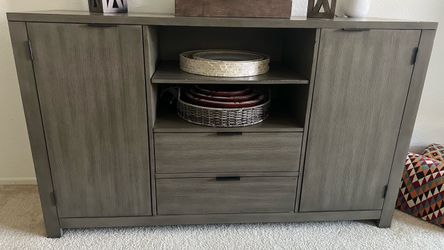 Gray Wood Buffet Sideboard Cabinet