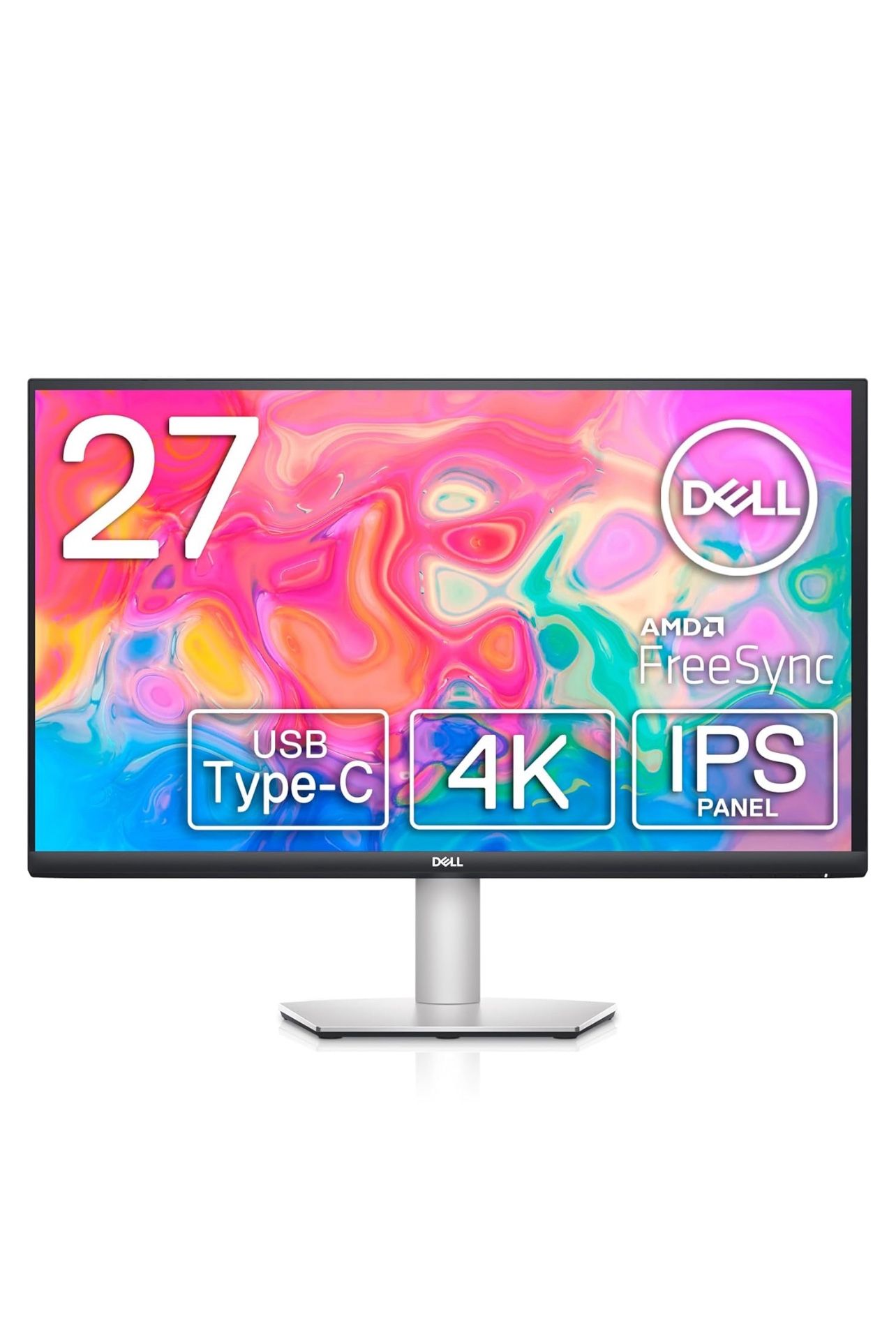 Dell S2722QC Monitor - 27 inch 4K USB-C , UHD (3840 x 2160) Display, 60Hz Refresh Rate, 8MS Grey-to-Grey Response Time, Built-in Dual 3W Speakers, 1.0