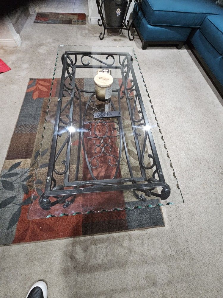 1 Glass Coffee Table And 2 End Tables