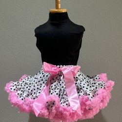 Girl Clothes Skirt  Polka Dots And Pink Ruffles New Pettiskirt 