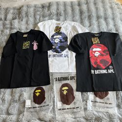 3 BAPE Bathing Ape T Shirts bundle - size Medium