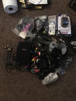 Random lot audio video cables router camera charger ethernet cables etc.