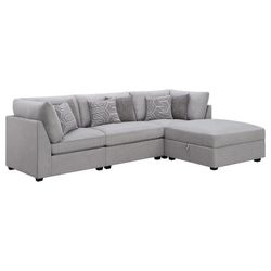 Grey Fabric SECTIONAL SOFA WITH OTTOMAN 🔥🔥
