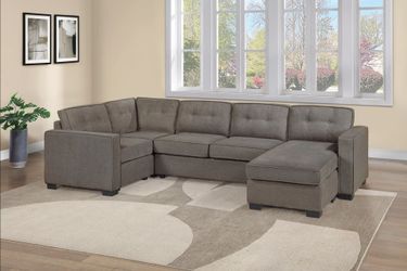 Brand New Mocha Waffle Suede Sectional Sofa