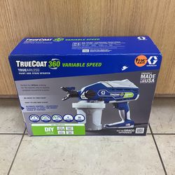 GRACO TRUE COAT 360 VARIABLE SPEED TRUE AIRLESS PAINT AND STAIN SPRAYER.