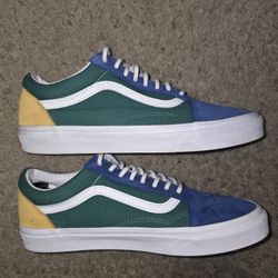 Vans Old Skool Yacht Club Mens 10 Skate Shoe Colorblock Green Low Lace Up Suede