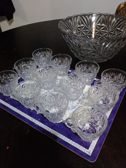 Vintage punch bowl and cups