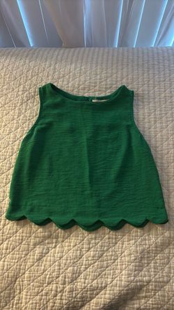 Green Scallop Hem Sleeveless Crop Top