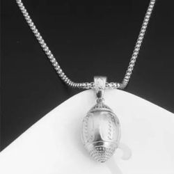 Boy Girl Silver FOOTBALL Pendant Charm Chain Necklace 