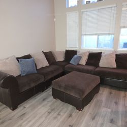 Sofa Couch Sectional Brown