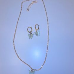 Butterfly Necklace And Earrings Set