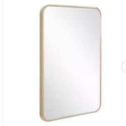 Isla 24 in. W x 36 in. H Rectangular Modern Metal Framed Wall Mounted Bathroom Vanity Mirror in Brushed Gold