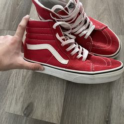 Red High Top Vans Size 8