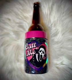 Ghostface 'Call Me' Glitter Beer Bottle Koozie