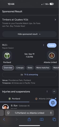 Portland Timbers vs Atlanta United