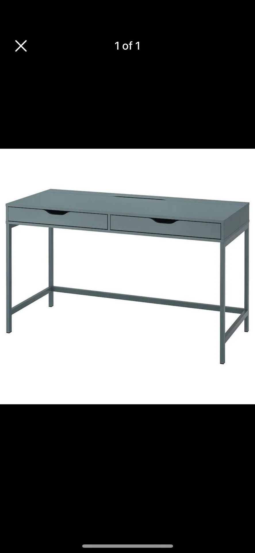 Desk, gray-turquoise, 39 3/8x18 7/8 "