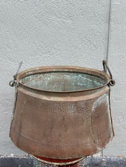 Extra Large Primitive Antique Hand Hammered Copper Cauldron Pot