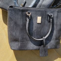Gray Faux Leather/Vegan Snakeskin Handbag - Set Of Three (3) 