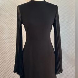 NEW Cupcake And Cashmere Elegant Black Little Dress Unique Detail Sheer Sleeves
