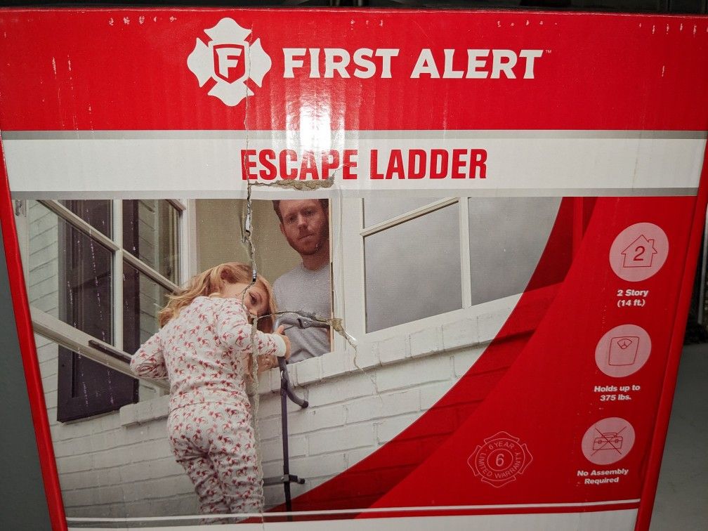 First Alert Two-Story Fire Escape Ladder, Steel, Anti-Slip, EL52-2, Black $50 OBO