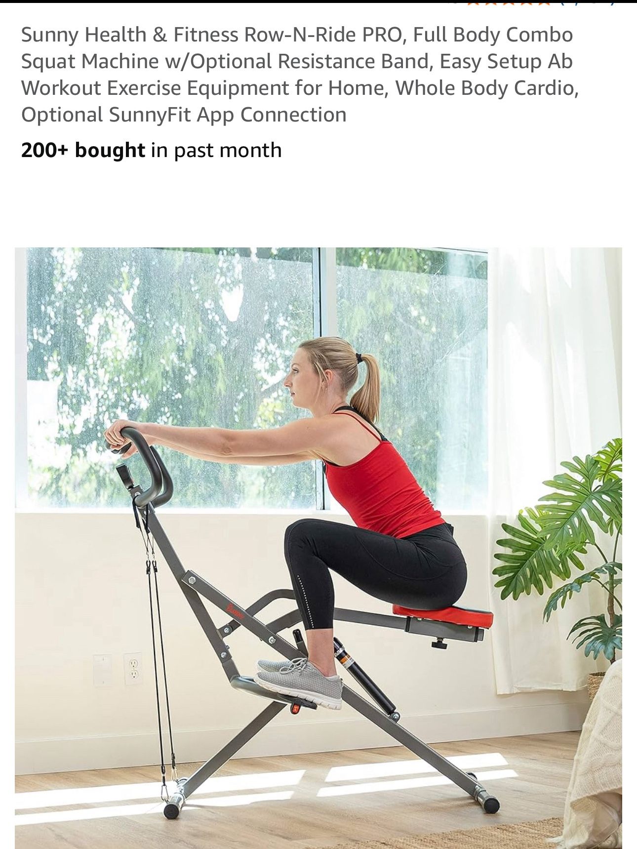 Sunny Health & Fitness Row-N-Ride PRO, Full Body Combo Squat Machine