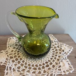 Crackle glass pitcher