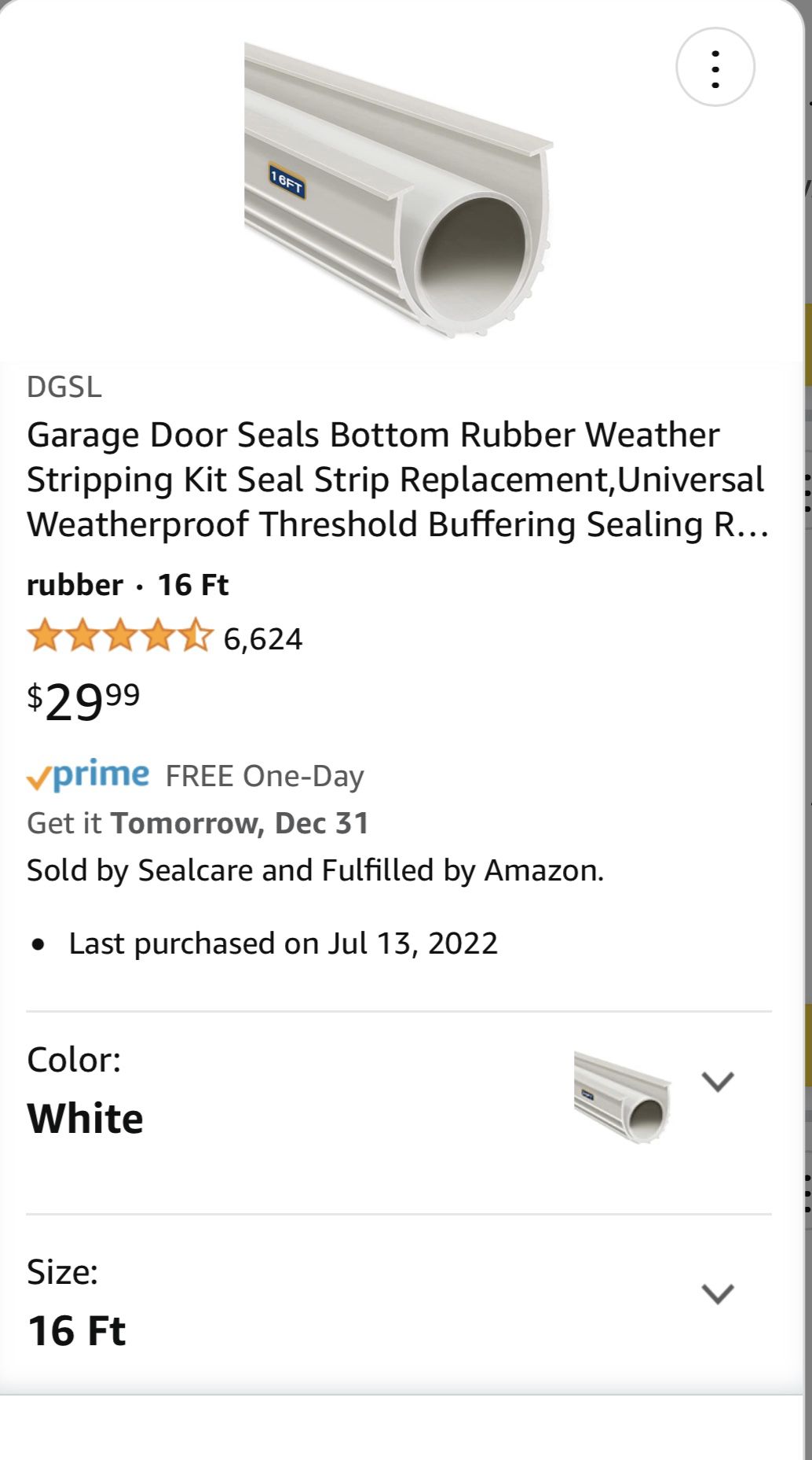 Garage Door Bottom Sealer Strip 