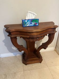 Ornate Carved Wood Console Table