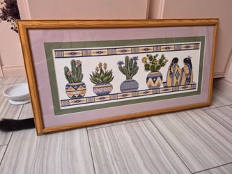 Framed Southwest Cross Stitch Artwork