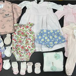Newborn Baby Girl Set Of Clothes Lot Dress Bodysuit Sleepsack Swaddle Nightgown